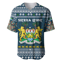 Sierra Leone Christmas Baseball Jersey with Ornamental Pattern, National Coat of Arms, and Festive Motif - Wonder Print Shop