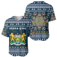 Sierra Leone Christmas Baseball Jersey with Ornamental Pattern, National Coat of Arms, and Festive Motif - Wonder Print Shop