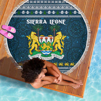 Sierra Leone Christmas Beach Blanket with Ornamental Pattern, National Coat of Arms, and Festive Motif - Wonder Print Shop
