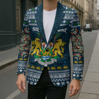 Sierra Leone Christmas Blazer with Ornamental Pattern, National Coat of Arms, and Festive Motif - Wonder Print Shop