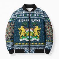 Sierra Leone Christmas Bomber Puffer Jacket with Ornamental Pattern, National Coat of Arms, and Festive Motif - Wonder Print Shop