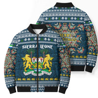Sierra Leone Christmas Bomber Puffer Jacket with Ornamental Pattern, National Coat of Arms, and Festive Motif - Wonder Print Shop