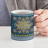 Sierra Leone Christmas Ceramic Mug with Ornamental Pattern, National Coat of Arms, and Festive Motif - Wonder Print Shop
