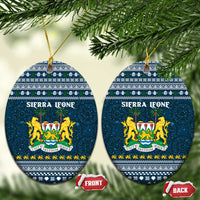 Sierra Leone Christmas Ceramic Ornament with Ornamental Pattern, National Coat of Arms, and Festive Motif - Wonder Print Shop