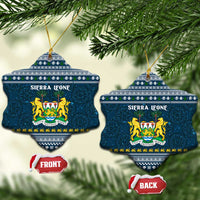 Sierra Leone Christmas Ceramic Ornament with Ornamental Pattern, National Coat of Arms, and Festive Motif - Wonder Print Shop