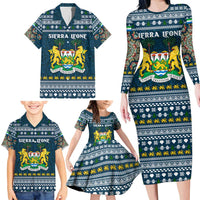 Sierra Leone Christmas Family Matching Long Sleeve Bodycon Dress and Hawaiian Shirt with Ornamental Pattern, National Coat of Arms, and Festive Motif - Wonder Print Shop
