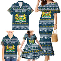Sierra Leone Christmas Family Matching Mermaid Dress and Hawaiian Shirt with Ornamental Pattern, National Coat of Arms, and Festive Motif - Wonder Print Shop
