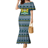 Sierra Leone Christmas Family Matching Mermaid Dress and Hawaiian Shirt with Ornamental Pattern, National Coat of Arms, and Festive Motif - Wonder Print Shop