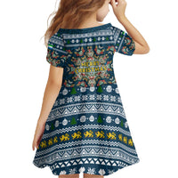 Sierra Leone Christmas Family Matching Off The Shoulder Long Sleeve Dress and Hawaiian Shirt with Ornamental Pattern, National Coat of Arms, and Festive Motif - Wonder Print Shop