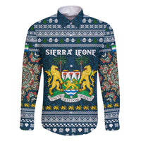 Sierra Leone Christmas Family Matching Off The Shoulder Long Sleeve Dress and Hawaiian Shirt with Ornamental Pattern, National Coat of Arms, and Festive Motif - Wonder Print Shop