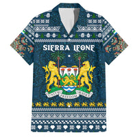Sierra Leone Christmas Family Matching Off Shoulder Short Dress and Hawaiian Shirt with Ornamental Pattern, National Coat of Arms, and Festive Motif - Wonder Print Shop