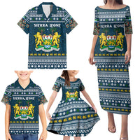 Sierra Leone Christmas Family Matching Puletasi and Hawaiian Shirt with Ornamental Pattern, National Coat of Arms, and Festive Motif - Wonder Print Shop