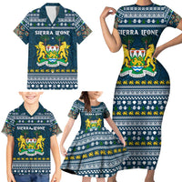 Sierra Leone Christmas Family Matching Short Sleeve Bodycon Dress and Hawaiian Shirt with Ornamental Pattern, National Coat of Arms, and Festive Motif - Wonder Print Shop