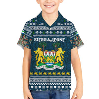 Sierra Leone Christmas Family Matching Short Sleeve Bodycon Dress and Hawaiian Shirt with Ornamental Pattern, National Coat of Arms, and Festive Motif - Wonder Print Shop