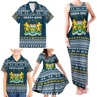 Sierra Leone Christmas Family Matching Tank Maxi Dress and Hawaiian Shirt with Ornamental Pattern, National Coat of Arms, and Festive Motif - Wonder Print Shop