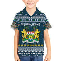 Sierra Leone Christmas Family Matching Tank Maxi Dress and Hawaiian Shirt with Ornamental Pattern, National Coat of Arms, and Festive Motif - Wonder Print Shop