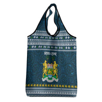 Sierra Leone Christmas Grocery Bag with Ornamental Pattern, National Coat of Arms, and Festive Motif - Wonder Print Shop