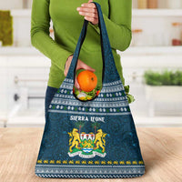 Sierra Leone Christmas Grocery Bag with Ornamental Pattern, National Coat of Arms, and Festive Motif - Wonder Print Shop