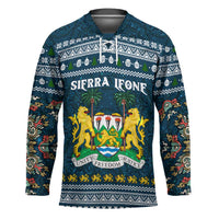 Sierra Leone Christmas Hockey Jersey with Ornamental Pattern, National Coat of Arms, and Festive Motif - Wonder Print Shop