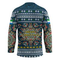 Sierra Leone Christmas Hockey Jersey with Ornamental Pattern, National Coat of Arms, and Festive Motif - Wonder Print Shop