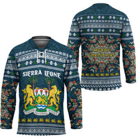 Sierra Leone Christmas Hockey Jersey with Ornamental Pattern, National Coat of Arms, and Festive Motif - Wonder Print Shop