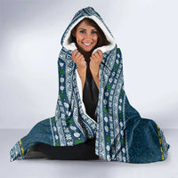 Sierra Leone Christmas Hooded Blanket with Ornamental Pattern, National Coat of Arms, and Festive Motif - Wonder Print Shop