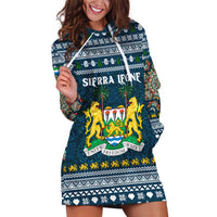 Sierra Leone Christmas Hoodie Dress with Ornamental Pattern, National Coat of Arms, and Festive Motif - Wonder Print Shop