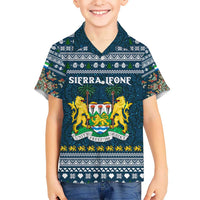 Sierra Leone Christmas Kid Hawaiian Shirt with Ornamental Pattern, National Coat of Arms, and Festive Motif - Wonder Print Shop