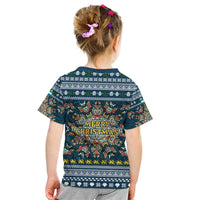 Sierra Leone Christmas Kid T Shirt with Ornamental Pattern, National Coat of Arms, and Festive Motif - Wonder Print Shop