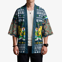 Sierra Leone Christmas Kimono with Ornamental Pattern, National Coat of Arms, and Festive Motif - Wonder Print Shop