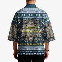 Sierra Leone Christmas Kimono with Ornamental Pattern, National Coat of Arms, and Festive Motif - Wonder Print Shop