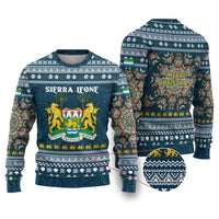 Sierra Leone Christmas Ugly Christmas Sweater with Ornamental Pattern, National Coat of Arms, and Festive Motif - Wonder Print Shop