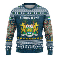 Sierra Leone Christmas Ugly Christmas Sweater with Ornamental Pattern, National Coat of Arms, and Festive Motif - Wonder Print Shop
