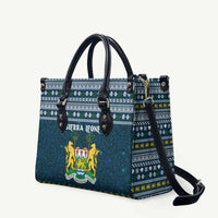 Sierra Leone Christmas Leather Bag with Ornamental Pattern, National Coat of Arms, and Festive Motif - Wonder Print Shop