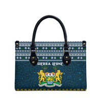 Sierra Leone Christmas Leather Bag with Ornamental Pattern, National Coat of Arms, and Festive Motif - Wonder Print Shop