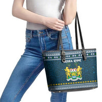 Sierra Leone Christmas Leather Tote Bag with Ornamental Pattern, National Coat of Arms, and Festive Motif - Wonder Print Shop