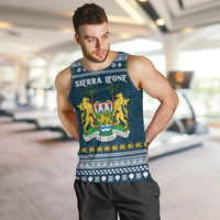 Sierra Leone Christmas Men Tank Top with Ornamental Pattern, National Coat of Arms, and Festive Motif - Wonder Print Shop