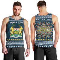 Sierra Leone Christmas Men Tank Top with Ornamental Pattern, National Coat of Arms, and Festive Motif - Wonder Print Shop