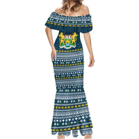 Sierra Leone Christmas Mermaid Dress with Ornamental Pattern, National Coat of Arms, and Festive Motif - Wonder Print Shop