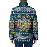 Sierra Leone Christmas Padded Jacket with Ornamental Pattern, National Coat of Arms, and Festive Motif - Wonder Print Shop