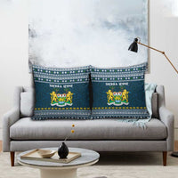 Sierra Leone Christmas Pillow Cover with Ornamental Pattern, National Coat of Arms, and Festive Motif - Wonder Print Shop