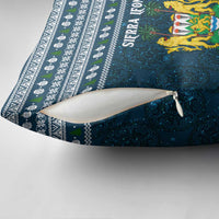 Sierra Leone Christmas Pillow Cover with Ornamental Pattern, National Coat of Arms, and Festive Motif - Wonder Print Shop
