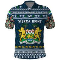 Sierra Leone Christmas Polo Shirt with Ornamental Pattern, National Coat of Arms, and Festive Motif - Wonder Print Shop