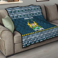 Sierra Leone Christmas Quilt with Ornamental Pattern, National Coat of Arms, and Festive Motif - Wonder Print Shop