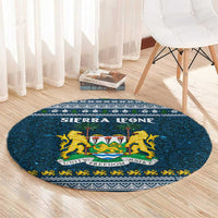 Sierra Leone Christmas Round Carpet with Ornamental Pattern, National Coat of Arms, and Festive Motif - Wonder Print Shop