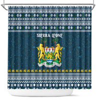 Sierra Leone Christmas Shower Curtain with Ornamental Pattern, National Coat of Arms, and Festive Motif - Wonder Print Shop