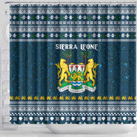 Sierra Leone Christmas Shower Curtain with Ornamental Pattern, National Coat of Arms, and Festive Motif - Wonder Print Shop