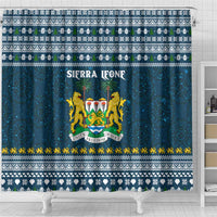 Sierra Leone Christmas Shower Curtain with Ornamental Pattern, National Coat of Arms, and Festive Motif - Wonder Print Shop