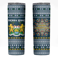 Sierra Leone Christmas Skinny Tumbler with Ornamental Pattern, National Coat of Arms, and Festive Motif - Wonder Print Shop