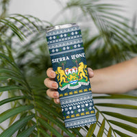 Sierra Leone Christmas Skinny Tumbler with Ornamental Pattern, National Coat of Arms, and Festive Motif - Wonder Print Shop
